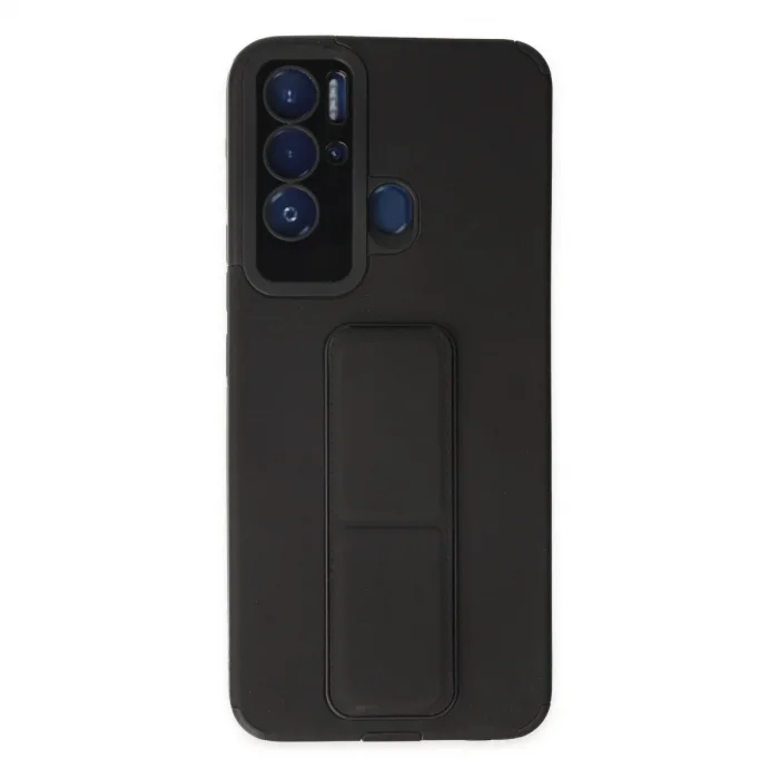 Tecno Pova Neo Kılıf Mega Standlı Silikon - Siyah