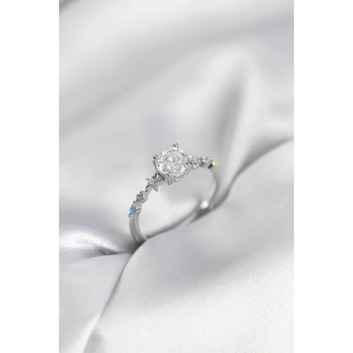 Tek Taş Model Zirkon Taşlı Gümüş Renk Kadın Yüzük