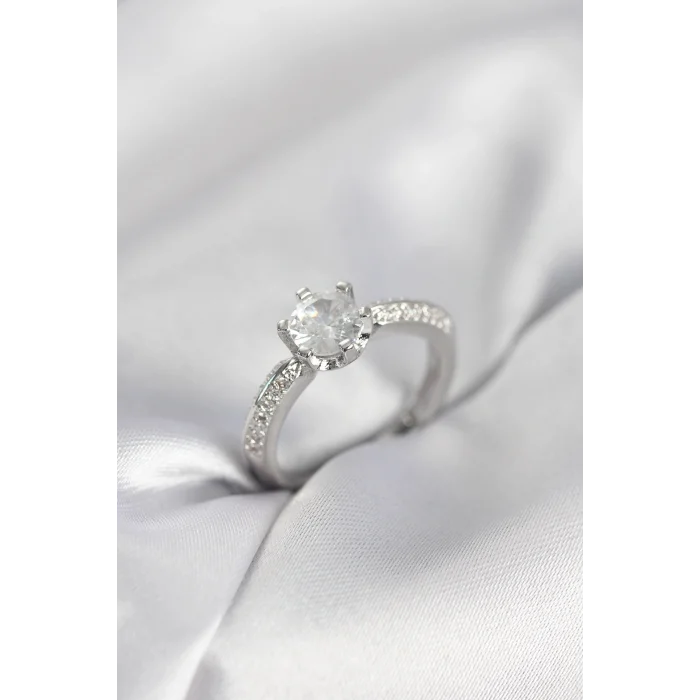 Tek Taş Model Zirkon Taşlı Gümüş Renk Kadın Yüzük