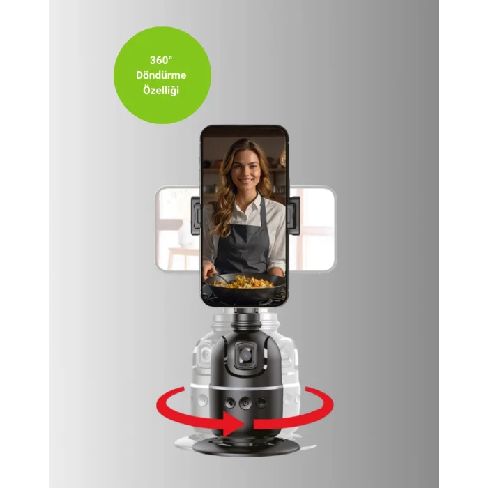 Telefon ve Kamera Uyumlu 360° Otomatik Takipli Akıllı Masa Tripodu