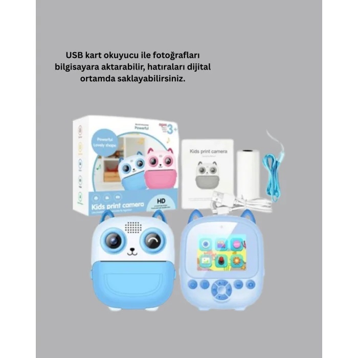 Termal Baskı Özellikli Çocuk Kamerası 1080P Video Destekli