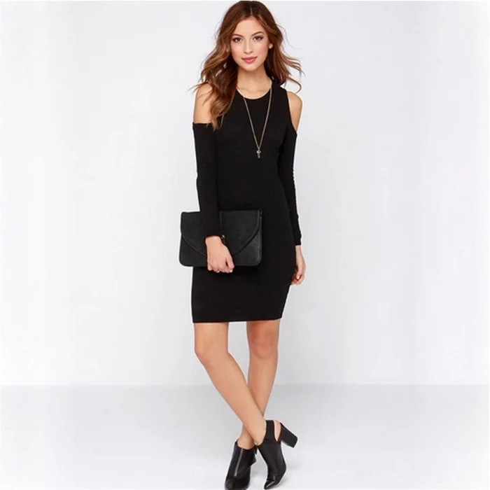 Terry Pau DTP101184 Omuz Açık Tarz Elbise