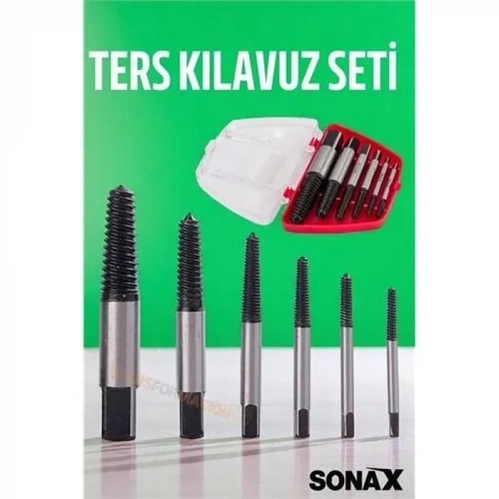 Ters Kılavuz 6 Lı Set Saf Çelik Kırık Civata Vida Sökücü Kırılmış Vida Civata Sökme Aparatı