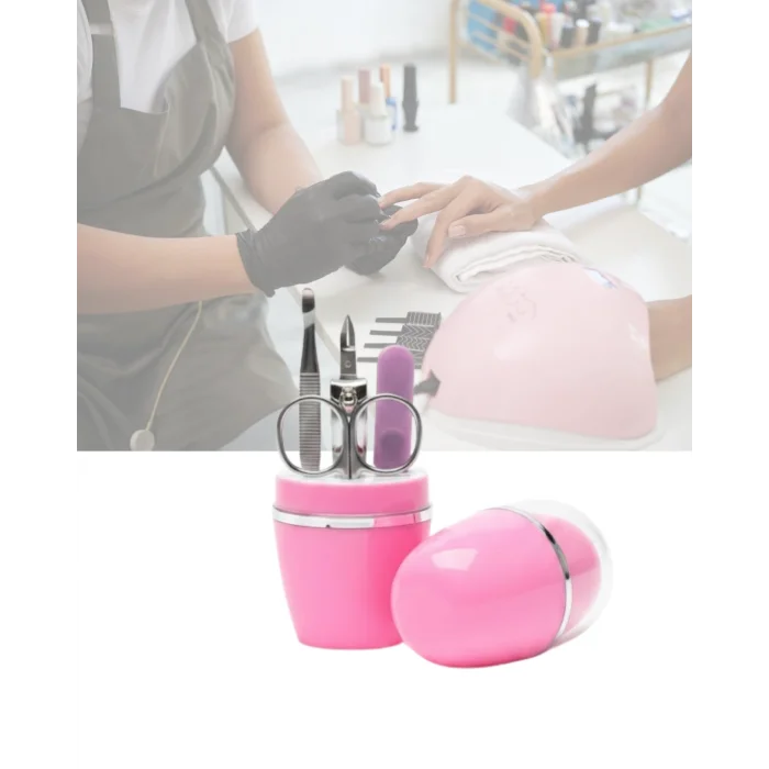 Tırnak Bakım Manikür Pedikür Seti 4 Parça Pembe Ev ve Seyahat Uyumlu