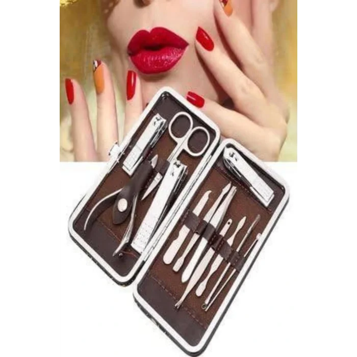 Tırnak Bakım Seti Tırnak Düzeltme Batık 12 Parça Çanta Tipi Manikür Pedikür