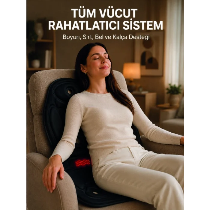 Titreşimli Isıtmalı Koltuk Tipi Masaj Minderi Ergonomik Tasarım