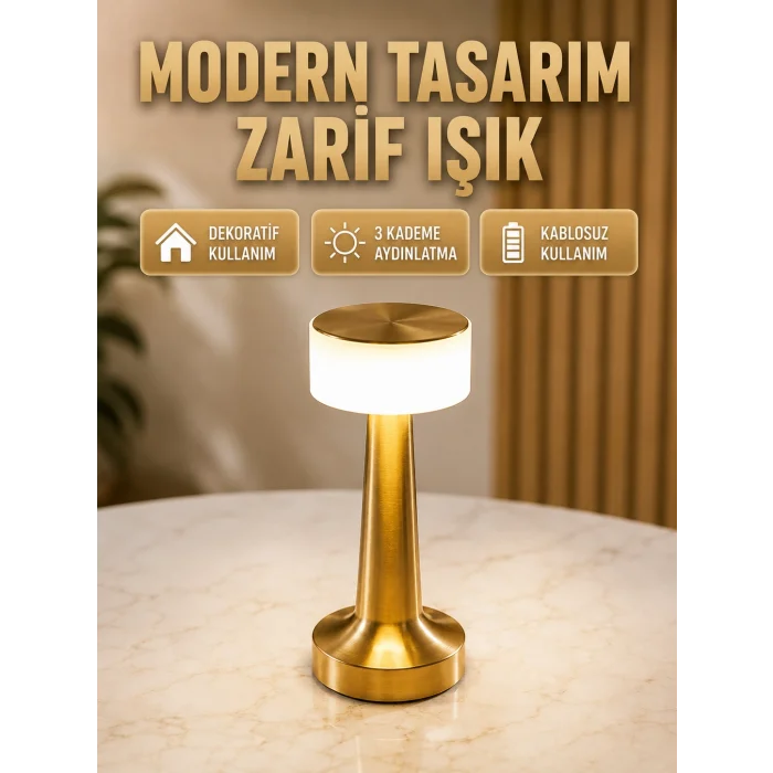 Touch Gece Lambası – Dokunmatik Kontrol, Kablosuz Kullanım, Metal Gövde Yeni Nesil