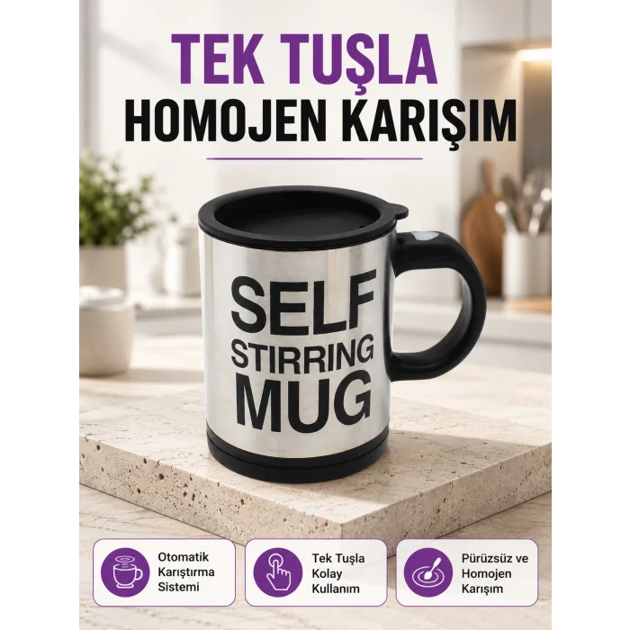 Toz İçecekler İçin Hızlı Karıştırma Özellikli Termos Kupa