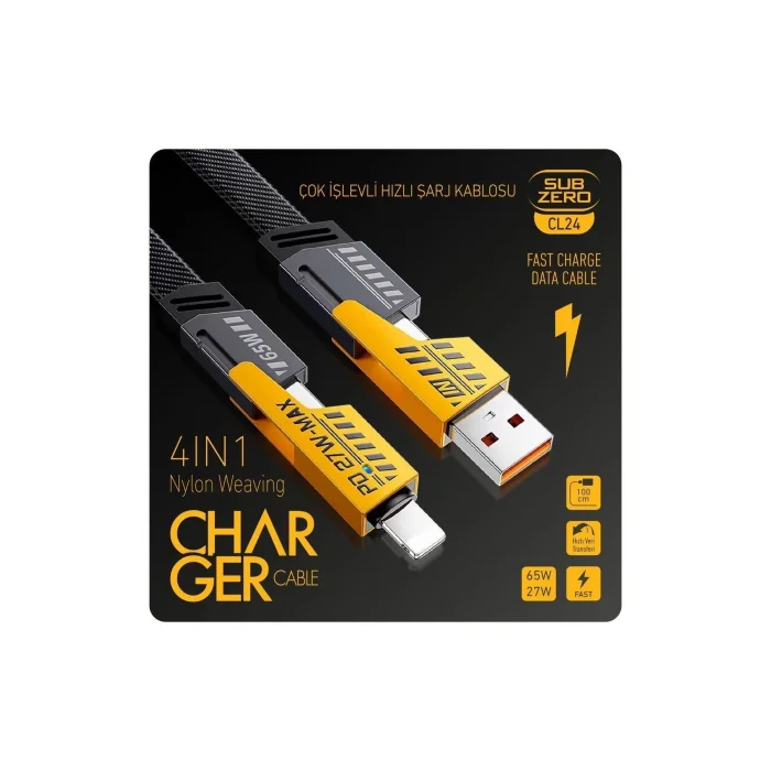 Tüm Telefonlara Uyumlu Cl24 Süper Hızlı 4 In 1 Sarj Kablosu