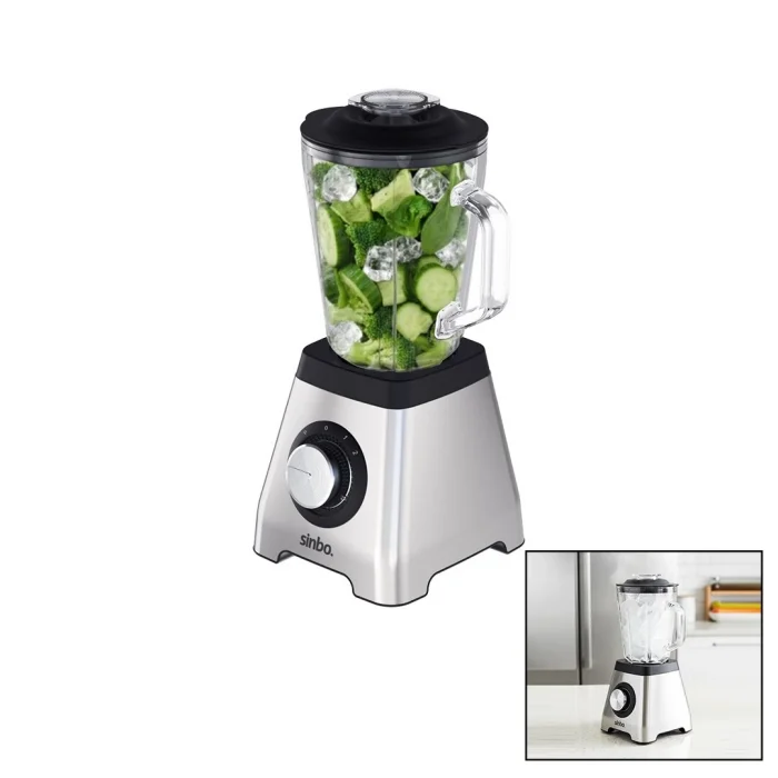TURBO DOĞRAYICI BLENDER BUZ KIRICI 6LI BIÇAK=PASLANMAZ ÇELİK - 1.5LT CAM HAZNE 2 KADEME HIZ 400W 18000 DEVİR/DK HAZNE=1.6LT SHB-7519 (5047)