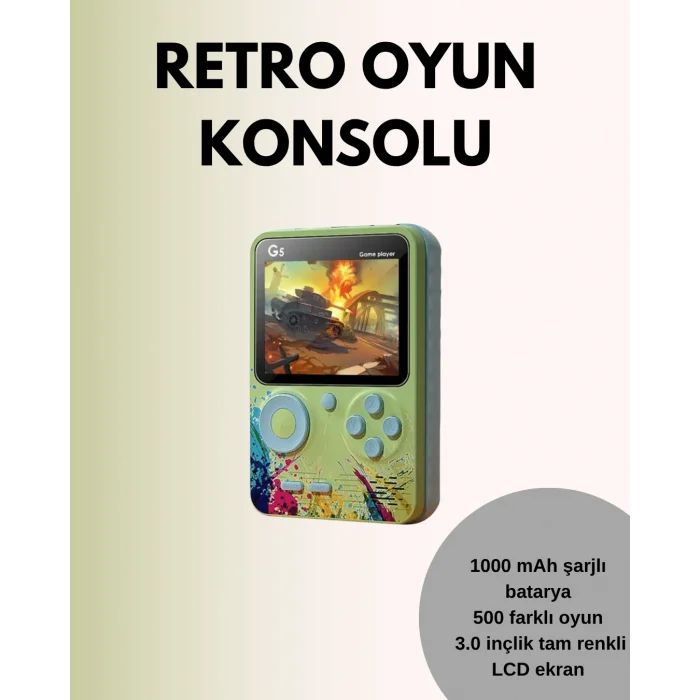TV Bağlantılı 500 Oyunlu Mini Gameboy Konsol