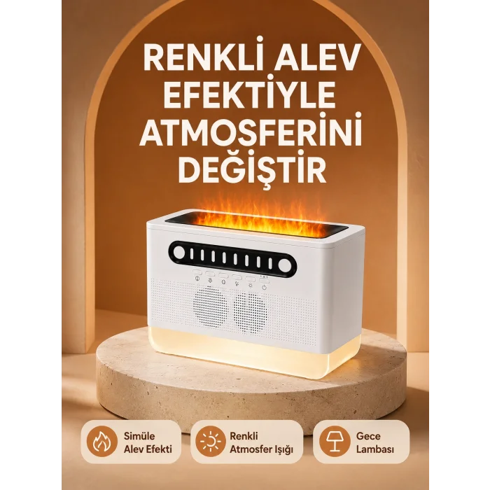 Type-C Şarjlı Kablosuz Hoparlör Beyaz Gürültü ve Atmosfer Işığı