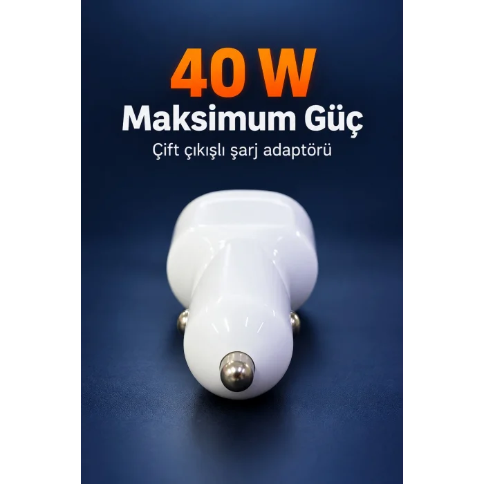 Type C ve USB A Çift Çıkışlı Araç Şarj Aleti