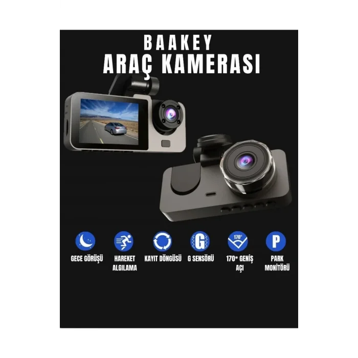 Üç Kameralı Wi‑fi Araç İçi Kamera – Gps Takip & G-sensor Özellikli Güvenlik Çözümü
