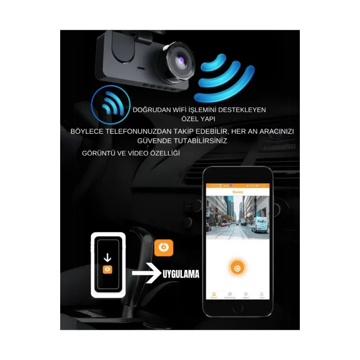Üç Kameralı Wi‑fi Araç İçi Kamera – Gps Takip & G-sensor Özellikli Güvenlik Çözümü