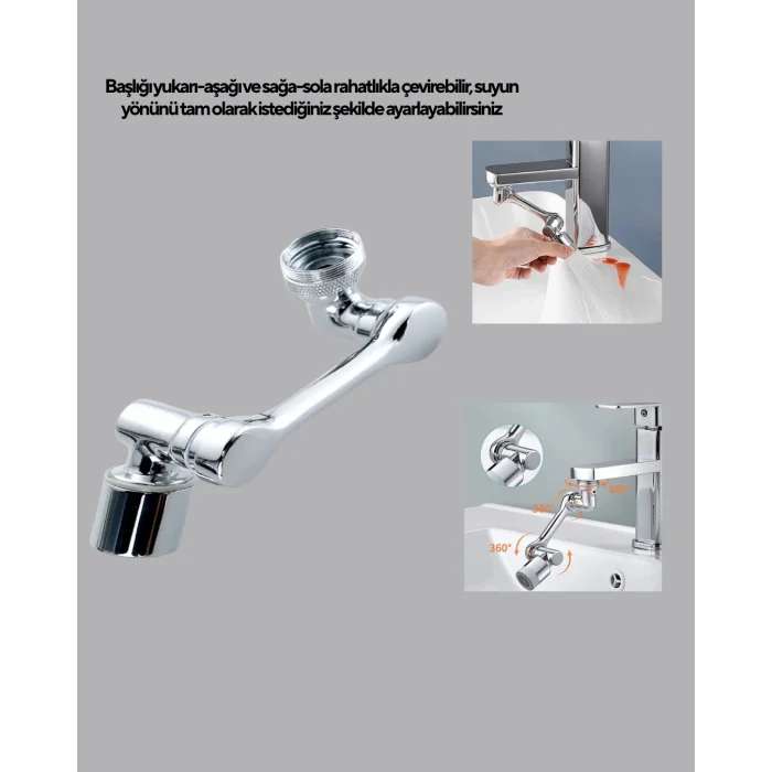Üç Segmentli 1080 Derece Musluk Aparatı Esnek Döner Havalandırıcı Pratik Kullanım