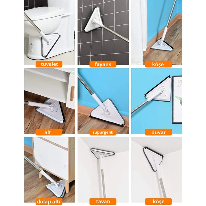 Üçgen Mop Cam Duvar Tavan Fayans Parke Temizleyici Mop (5047)