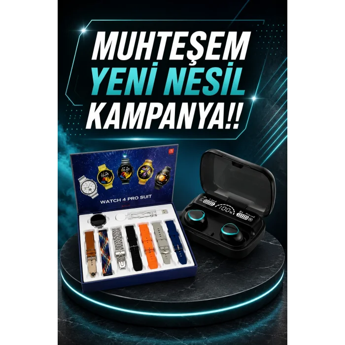 Ucuz Kaliteli Yeni Nesil 7 Kordonlu Akıllı Saat ve Kablosuz Bluetooth Kulaklık ANC Özelliği