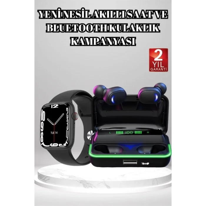 Ucuz ve Kaliteli Kulaklıklı Saat Seti Bluetooth Bağlantılı Akıllı Saat ve Kulaklık