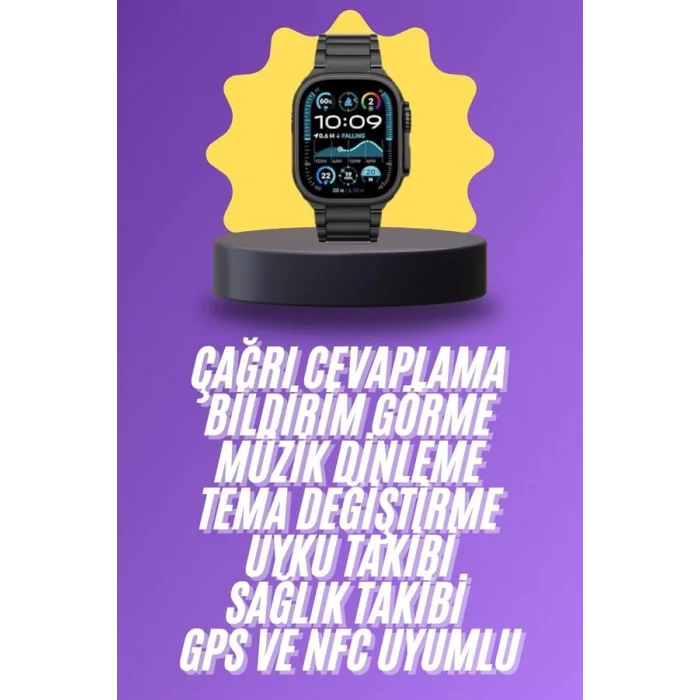Ultra 3 Kordonlu Amoled Ekran Akıllı Saat Çok Fonksiyonlu Uyku ve Sağlık Takibi