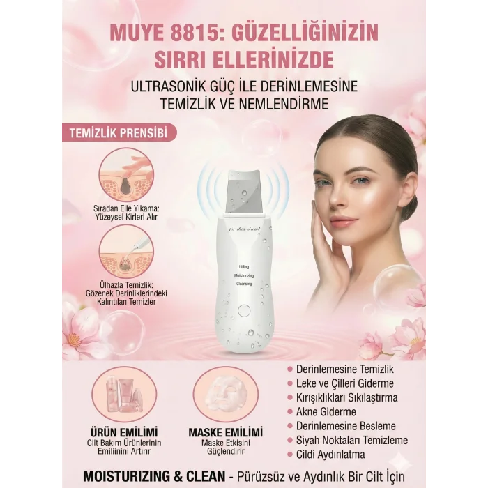 Ultrasonik Spatula Yüz Akne Giderici Siyah Nokta Temizleme Cihazı