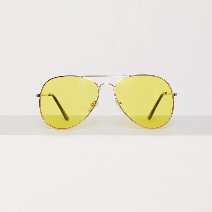 Unisex Gold Metal Çerçeveli Damla Gözlük (kutulu)
