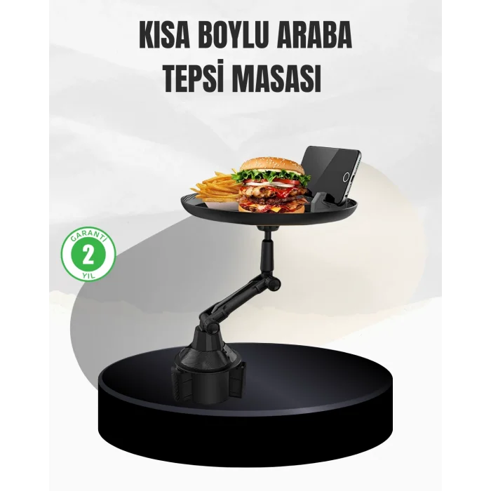 Universal Araç İçi Bardaklık Tepsisi 9 İnç Yemek Alanı ve Telefon Standlı