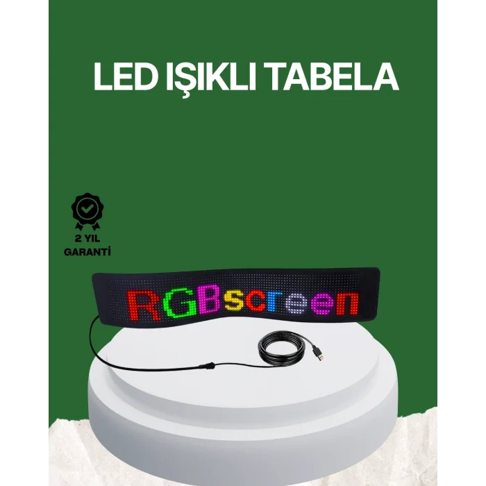 USB Girişli RGB LED Tabela Ayarlanabilir Parlaklık ve Kayan Yazı Özellikli