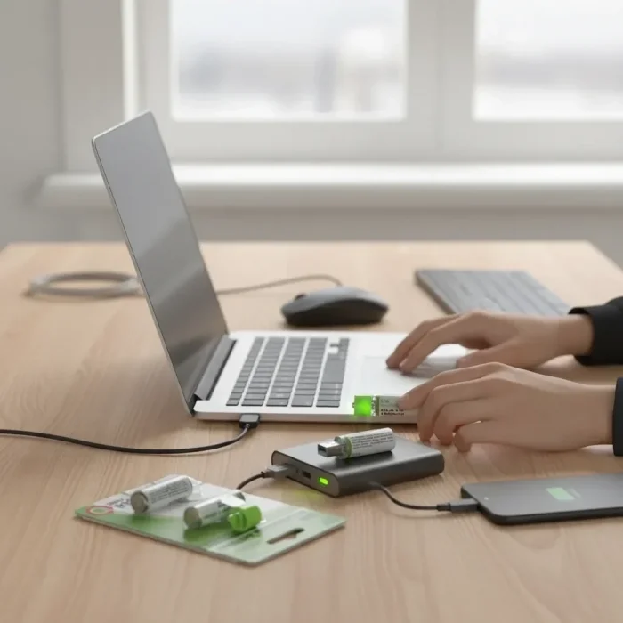 Usb ile Şarj Olabilen 2 li 1450 mah Lityum Kalın Şarjlı Kalem Pil