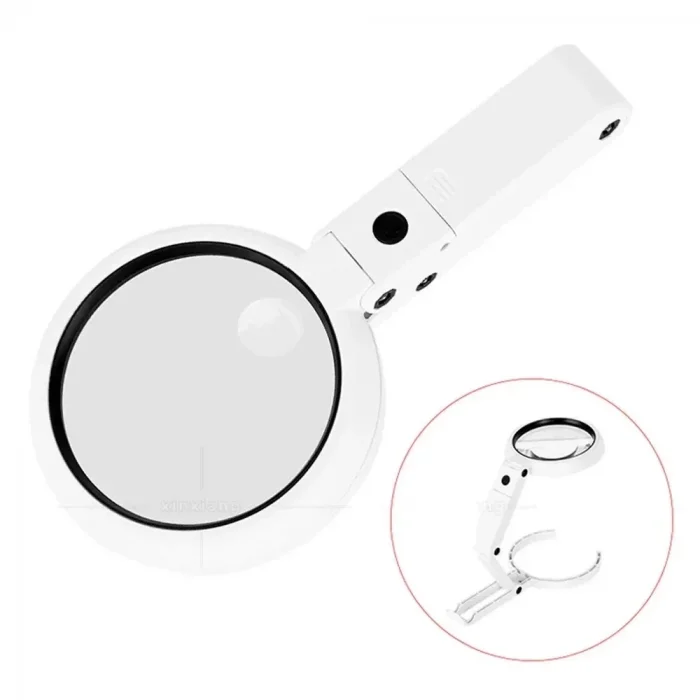 USB şarj edilebilir katlanabilir 3.510x büyüteç 8 LEDli masa ve eliçin  taşınabilir büyüteç FS90RC