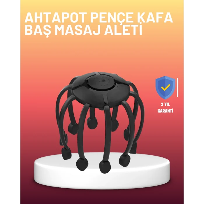 USB Şarjlı Kafa Masaj Aleti 3 Modlu 8 Başlıklı Stres Giderici