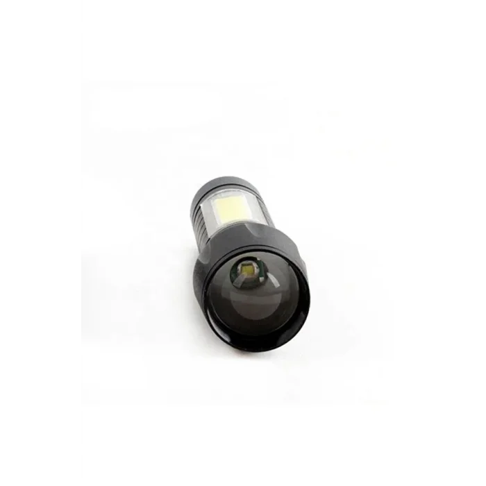 Usb Şarjlı Zoomlu Mini El Feneri Q5 Güçlü Işık Yan Cob Led Sos Mod Kutulu Acil Durum Işığı