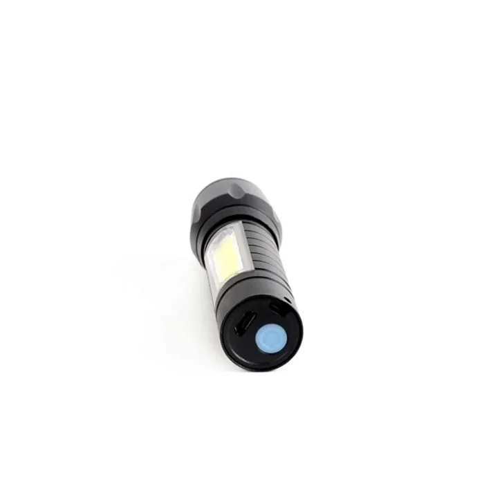 Usb Şarjlı Zoomlu Mini El Feneri Q5 Güçlü Işık Yan Cob Led Sos Mod Kutulu Taşınabilir