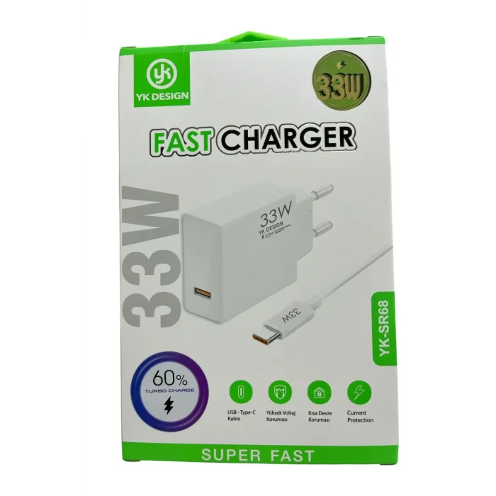 Usb Type-c 33W Şarj Aleti YK-SR68 (5047)