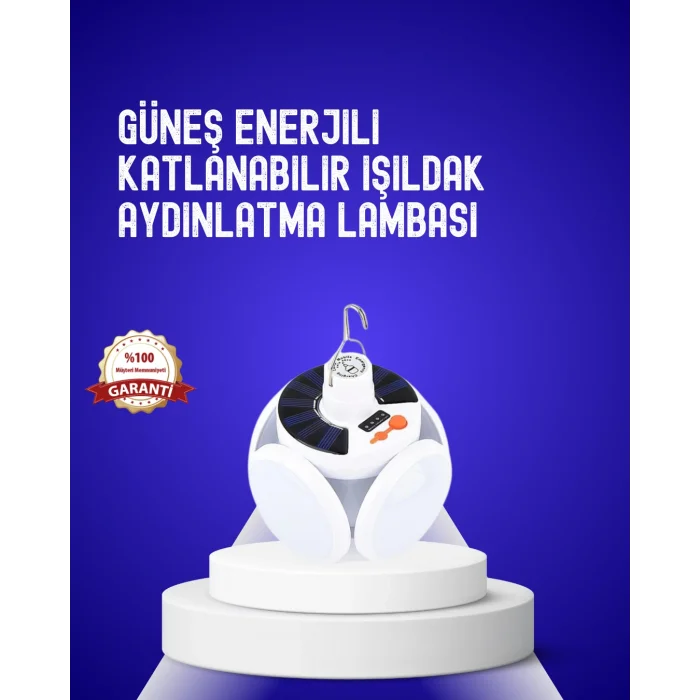 USB ve Solar Şarjlı Katlanabilir 5 Taraflı LED Lamba