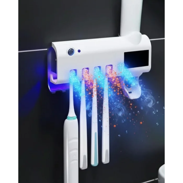 UV Sterilizasyonlu Duvara Monte Otomatik Diş Fırçası Tutucu