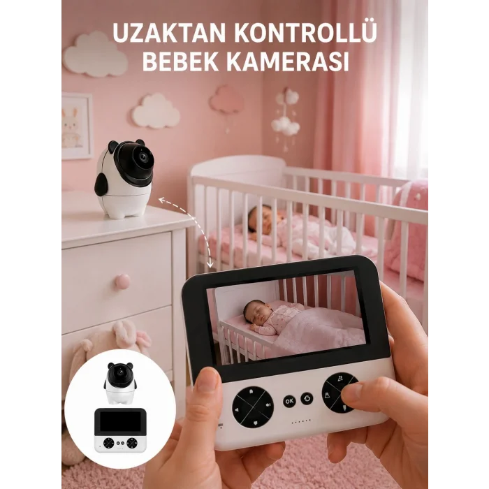 Uzaktan Kontrollü Bebek Kamerası Ninni ve Zoom Özellikli