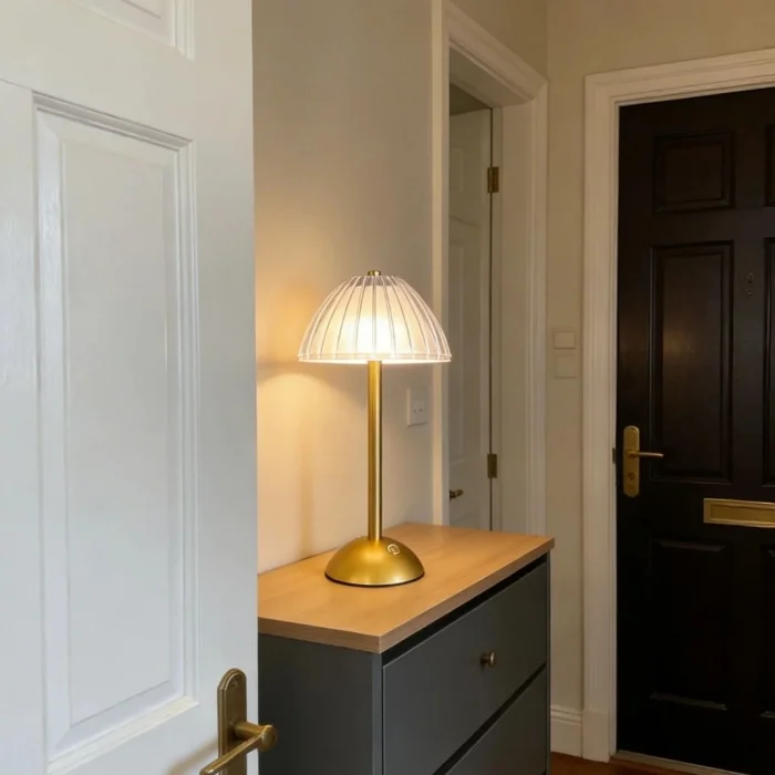 Uzun Mantar Çizgili Model LED Masa Lambası – Dokunmatik, 3 Renk Işık Modlu, Şarjlı Dekoratif Gece Lambası (5047)