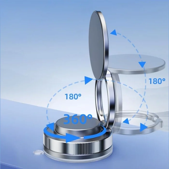Vakumlu Manyetik Telefon Tutucu – Güçlü Vakum 360 Derece Döner Araç İçi Telefon Standı, Ultra Sabit Manyetik Destekli Mobil Cihaz Aparatı (5047)