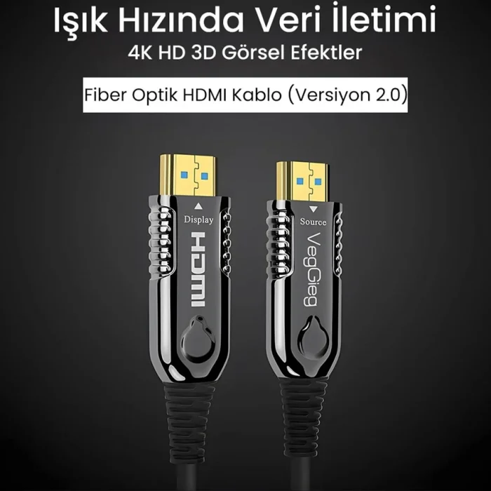 Veggieg 4K 60Hz 18Gbps Hdr Arc Hdcp Fiber Optik Hdmi 2.0 Kablo 5m (0177)