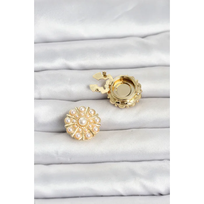 Vintage Model Gold Renk Düğme veya Manşet Broşu