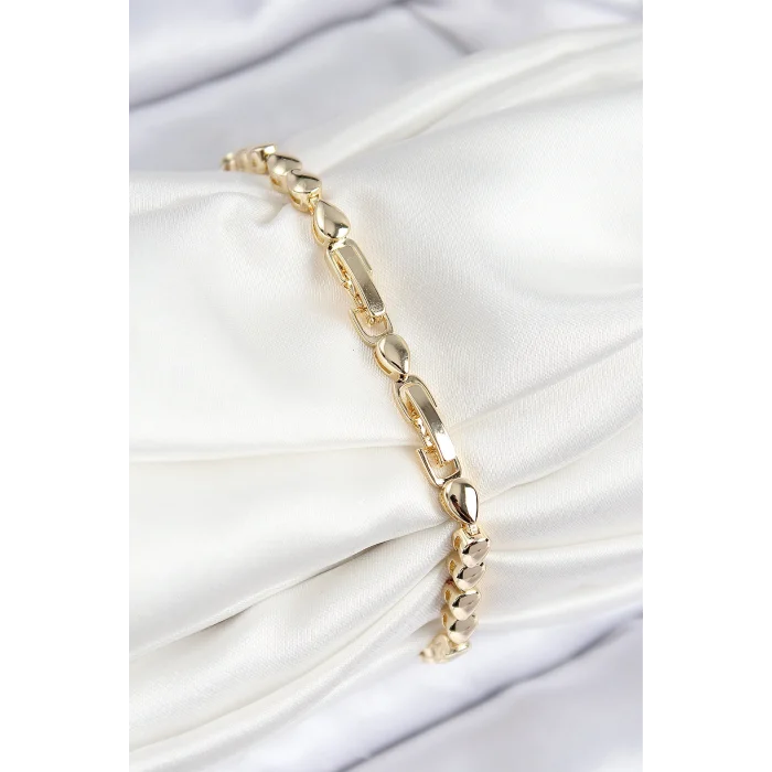 VIP Pirinç Zirkon Taşlı Sıralı Damla Model Gold Renk Kadın Bileklik