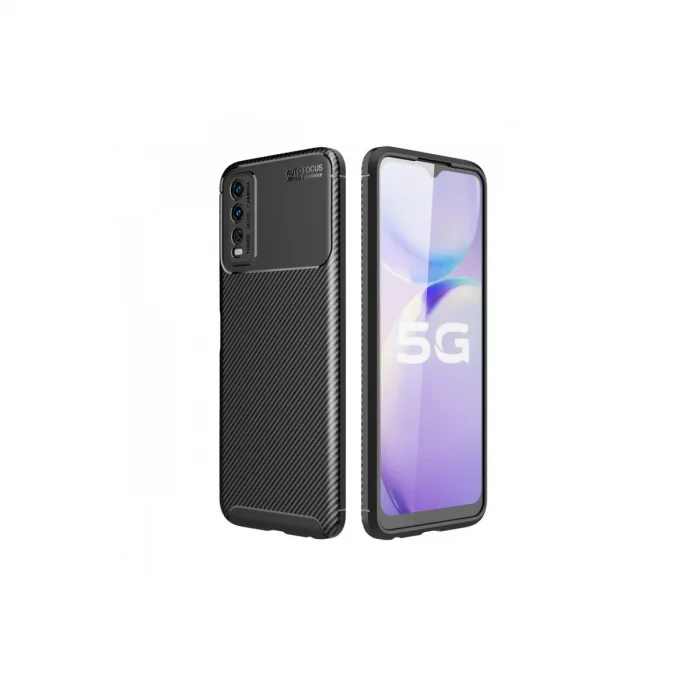 Vivo Y11s Kılıf Auto Focus Karbon Kapak - Siyah