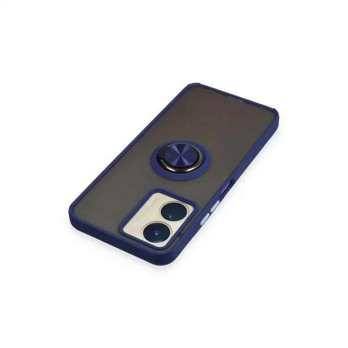Vivo Y16 Kılıf Montreal Yüzüklü Silikon Kapak - Lacivert