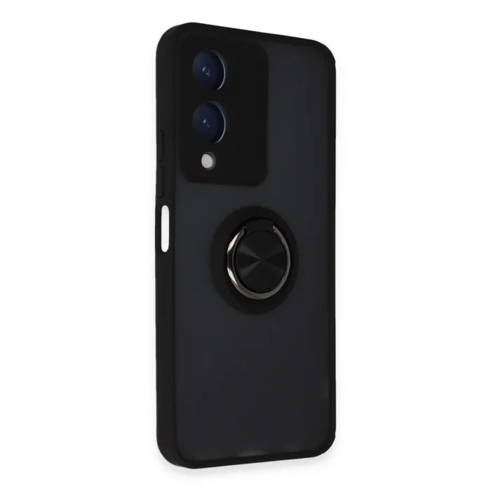 Vivo Y17s Kılıf Montreal Yüzüklü Silikon Kapak - Siyah