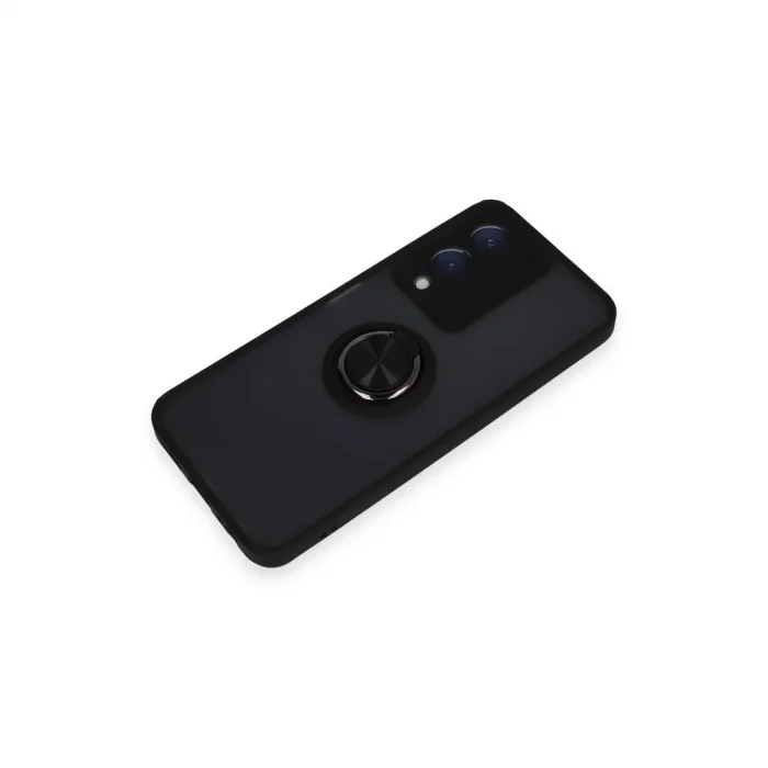 Vivo Y17s Kılıf Montreal Yüzüklü Silikon Kapak - Siyah