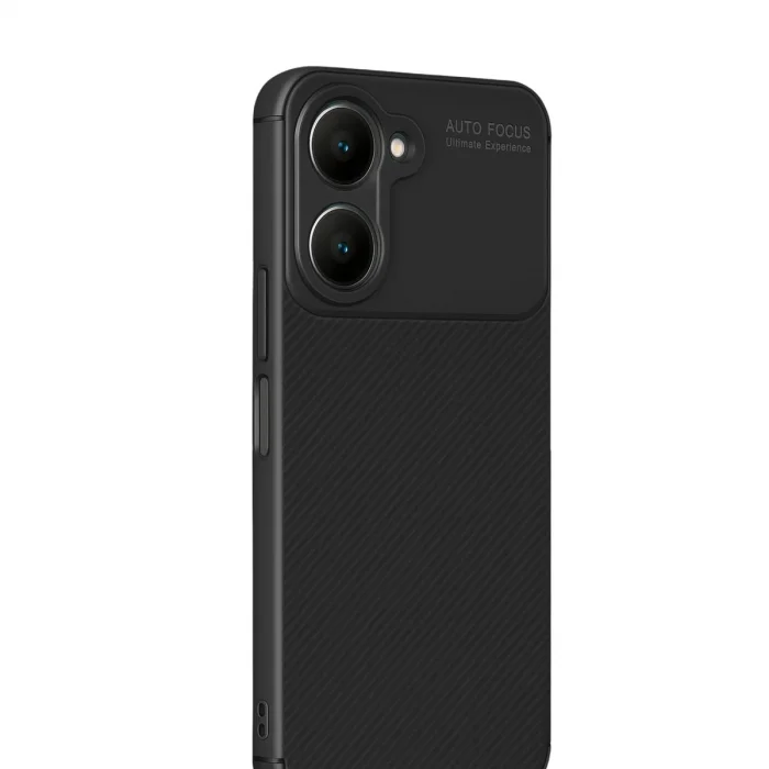 Vivo Y18 Kılıf Auto Focus Karbon Kapak - Siyah