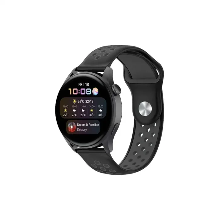 Watch 22mm Spor Delikli Kordon (saat Değildir) - Siyah-füme