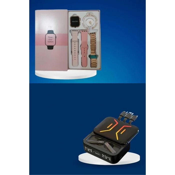 Wireless Şarjlı Akıllı Saat ve Dijital Göstergeli Kablosuz Bluetooth Kulaklık Nabız Ölçer