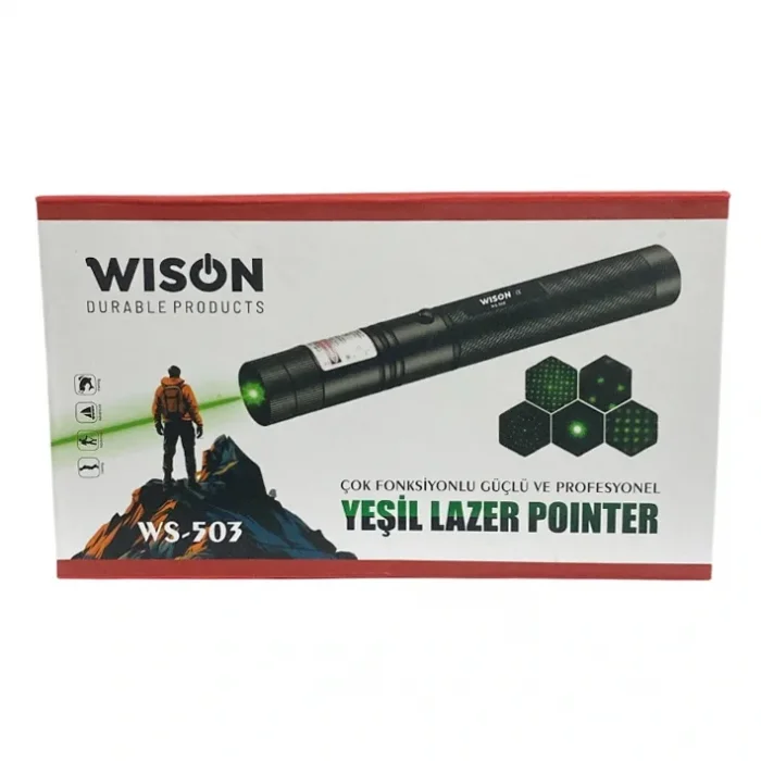 Wison WS-503 100MW 3.7V 3200 mAh Desen Başlıklı Şarjlı Yeşil Lazer Pointer (5047)